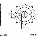 Γρανάζι JT Εμπρός JTF505 13-14-15 Δόντια (Modenas 100 - 115 Kaze-R - KZR100)