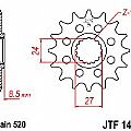 Γρανάζι εμπρόσθιο JT JTF1423.17 δόντια SUZUKI GSX-R1000 (K9/L0/L1 520 μετατ.) JT