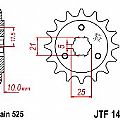 Γρανάζι εμπρόσθιο JT JTF1448.14 δόντια SUZUKI DR650 SE(-T/V/W/X/Y/K1/K2/K3/K4/K5/K6) DR800 JT