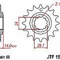 Γρανάζι εμπρόσθιο JT JTF1529.17 δόντια KAWASAKI GPZ-ZX1100/ZRX1200 JT