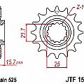 Γρανάζι εμπρόσθιο JT JTF1535.15 δόντια KAWASAKI ZX600 (J4/J6F/J7F/J8F) (ZZ-R) ZX-6R (ZX636 A1P) Ninja 