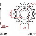 Γρανάζι εμπρόσθιο JT JTF1537.15 δόντια KAWASAKI Z1000 (03-12) ZX10R (07-12)