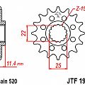 Γρανάζι εμπρόσθιο JT JTF1902.14 δόντια KTM 400 LC4 Enduro / 620 Super Competition