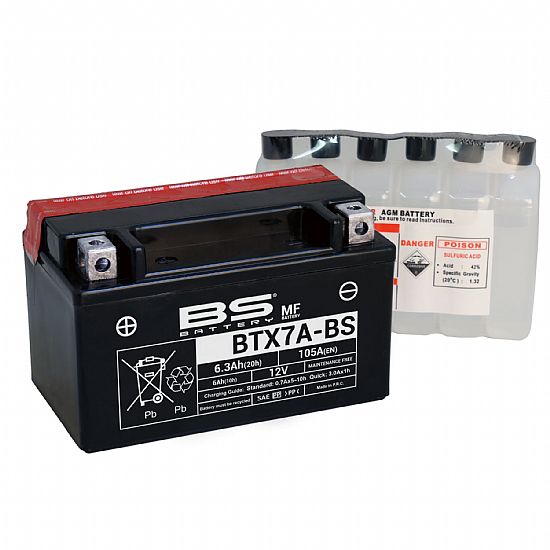 ΜΠΑΤΑΡΙΑ ΜΟΤΟΣΥΚΛΕΤΑΣ BS BATTERY BTX7ABS (YTX7A-BS) 6.0 AH