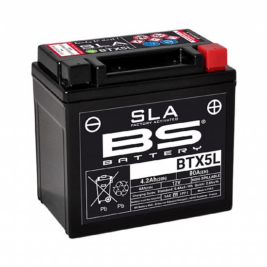 ΜΠΑΤΑΡΙΑ ΜΟΤΟΣΥΚΛΕΤΑΣ SLA BS BATTERY BTX5L ( YTX5L-BS ) 4.2AH