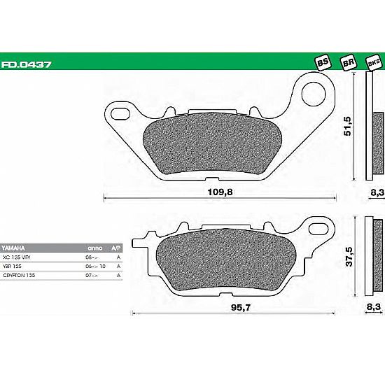 ΣΕΤ ΤΑΚΑΚΙΑ ΕΜΠΡΟΣ NEWFREN FD437BA ΓΙΑ YAMAHA XC 125 VITY (08)