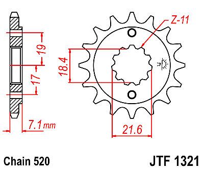 ΓΡΑΝΑΖΙ JT ΕΜΠΡΟΣ JTF1321 14 ΔΟΝΤΙΑ HONDA CRF 250L-300L