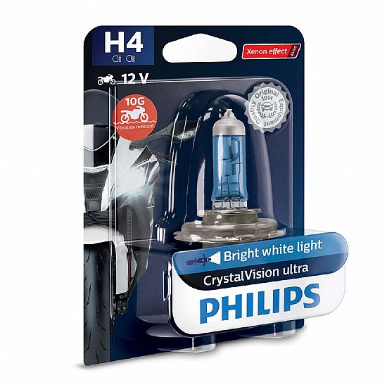 ΛΑΜΠΑ PHILIPS H4 12V60W-50 CRYSTAL VISION ULTRA MOTO 1 ΤΕΜΜΑΧΙΟ