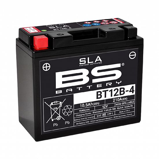 ΜΠΑΤΑΡΙΑ ΜΟΤΟΣΥΚΛΕΤΑΣ SLA BS BATTERY BT12B-4 (  YT12B-4  ) 10.5AH