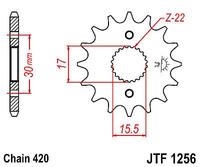 ΓΡΑΝΑΖΙ ΕΜΠΡΟΣΘΙΟ JT JTF1256.15 ΔΟΝΤΙΑ HONDA CRF-XR70 CR80-85