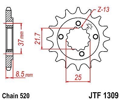 ΓΡΑΝΑΖΙ ΕΜΠΡΟΣΘΙΟ JT JTF1309.14 ΔΟΝΤΙΑ HONDA TRX400 XR600-650 L