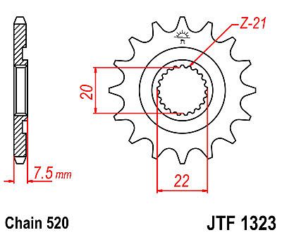 ΓΡΑΝΑΖΙ ΕΜΠΡΟΣΘΙΟ JT JTF1323.13SC ΔΟΝΤΙΑ HONDA CR125 R CRF250 R