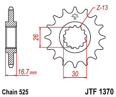 ΓΡΑΝΑΖΙ ΕΜΠΡΟΣΘΙΟ JT JTF1370.16  HONDA CBR600 F-RR CBR900RR XLV1000 