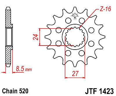 ΓΡΑΝΑΖΙ ΕΜΠΡΟΣΘΙΟ JT JTF1423.17 ΔΟΝΤΙΑ SUZUKI GSX-R1000 (K9/L0/L1 520 ΜΕΤΑΤ.)