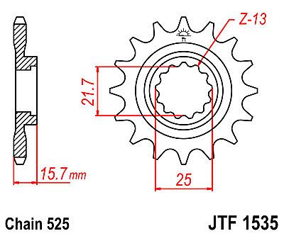 ΓΡΑΝΑΖΙ ΕΜΠΡΟΣΘΙΟ JT JTF1535.15 ΔΟΝΤΙΑ KAWASAKI ZX600 (J4/J6F/J7F/J8F) (ZZ-R) ZX-6R (ZX636 A1P) NINJA 