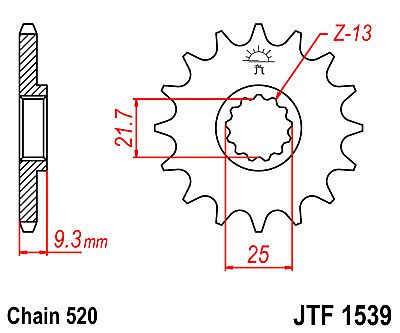 ΓΡΑΝΑΖΙ ΕΜΠΡΟΣΘΙΟ JT JTF1539.14 ΔΟΝΤΙΑ KAWASAKI EX250 NINJA 250R