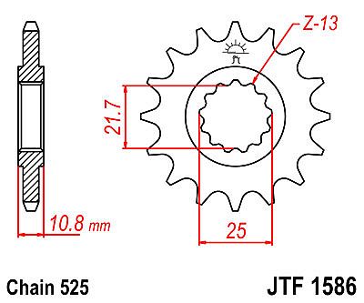 ΓΡΑΝΑΖΙ ΕΜΠΡΟΣΘΙΟ JT JTF1586.16 ΔΟΝΤΙΑ YAMAHA YZF-R6 (06-12) / TDM850 (4TXL)