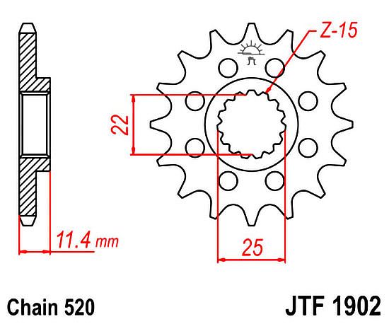 ΓΡΑΝΑΖΙ ΕΜΠΡΟΣΘΙΟ JT JTF1902.15 ΔΟΝΤΙΑ KTM 690 ENDURO R 690 SM