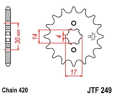 ΓΡΑΝΑΖΙ ΕΜΠΡΟΣΘΙΟ JT JTF249.13 ΔΟΝΤΙΑ KAWASAKI MAX100 / KLX110 SUZUKI DR-Z110