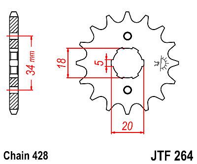 ΓΡΑΝΑΖΙ ΕΜΠΡΟΣΘΙΟ JT JTF264.17 ΔΟΝΤΙΑ YAMAHA DT 200R / 125LC ITALY