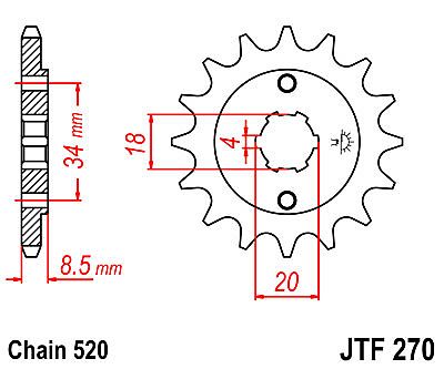 ΓΡΑΝΑΖΙ ΕΜΠΡΟΣΘΙΟ JT JTF270.14 ΔΟΝΤΙΑ HONDA CB250 NIGHTHAWK CMX250 REBEL