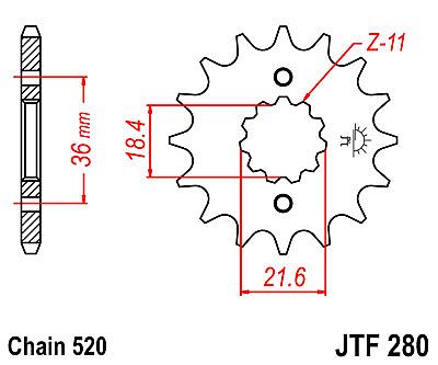 ΓΡΑΝΑΖΙ ΕΜΠΡΟΣΘΙΟ JT JTF280.13  AX 1 / NX250 / XL250 DEGREE