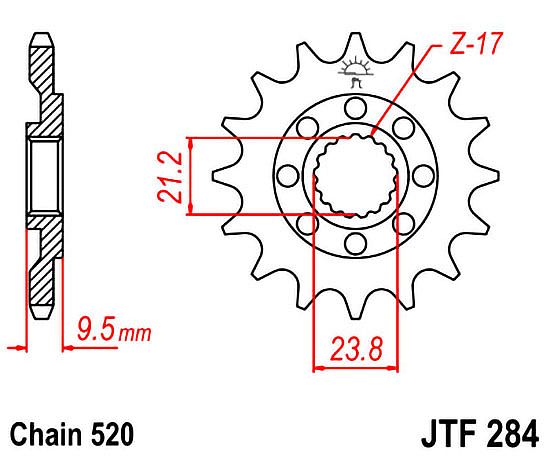 ΓΡΑΝΑΖΙ ΕΜΠΡΟΣΘΙΟ JT JTF284.13 ΔΟΝΤΙΑ HONDA CRF 450 X (05-09)