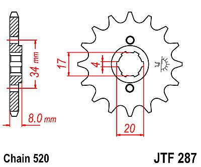 ΓΡΑΝΑΖΙ ΕΜΠΡΟΣΘΙΟ JT JTF287.13 ΔΟΝΤΙΑ HONDA CRF230 XR-XLR200 CB250 