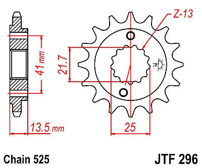 ΓΡΑΝΑΖΙ ΕΜΠΡΟΣΘΙΟ JT JTF296.15 ΔΟΝΤΙΑ HONDA XLV400-600-650-700 V TRANSALP VT600 C SHADOW