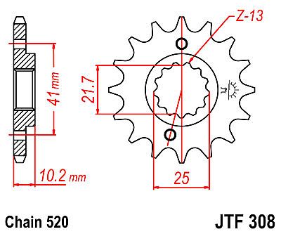 ΓΡΑΝΑΖΙ ΕΜΠΡΟΣΘΙΟ JT JTF308.14 ΔΟΝΤΙΑ HONDA FMX-SLR-NX650 / APRILIA 650 PEGASO / YAMAHA XT660 R-X-Z TENERE