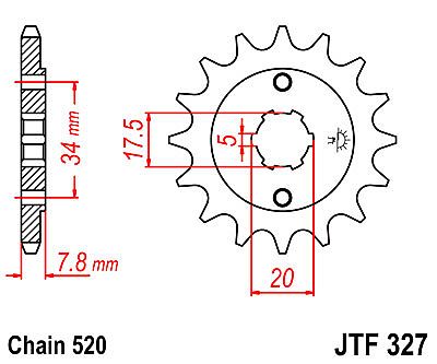 ΓΡΑΝΑΖΙ ΕΜΠΡΟΣΘΙΟ JT JTF327.13 ΔΟΝΤΙΑ HONDA NSR125 CRF150-230 XL-XR250 XL125 VARADERO KYMCO MXER-MCU