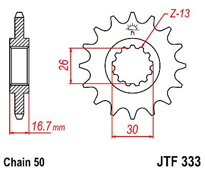 ΓΡΑΝΑΖΙ JT ΕΜΠΡΟΣ JTF333 15 ΔΟΝΤΙΑ HONDA VF-VFR750 CBR900-1000 RR VTR1000