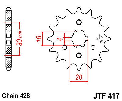 ΓΡΑΝΑΖΙ JT ΕΜΠΡΟΣ JTF417 14-15-16 ΔΟΝΤΙΑ KAWASAKI KMX125-200 BN125 ELIMINATOR