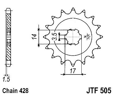 ΓΡΑΝΑΖΙ JT ΕΜΠΡΟΣ JTF505 13-14-15 ΔΟΝΤΙΑ (MODENAS 100 - 115 KAZE-R - KZR100)