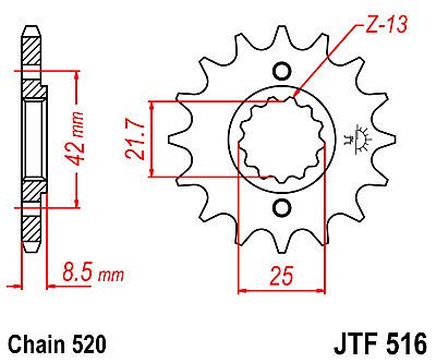 ΓΡΑΝΑΖΙ JT ΕΜΠΡΟΣ JTF516 13-15 ΔΟΝΤΙΑ (KAWASAKI ZZR-KL-KLX250)