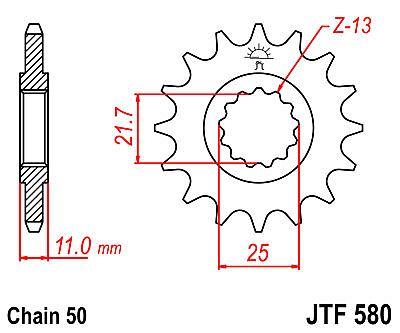 ΓΡΑΝΑΖΙ JT ΕΜΠΡΟΣ JTF580 15-16-17 ΔΟΝΤΙΑ YAMAHA FZ6 YZF-R6-750-1000 FZR750-1000