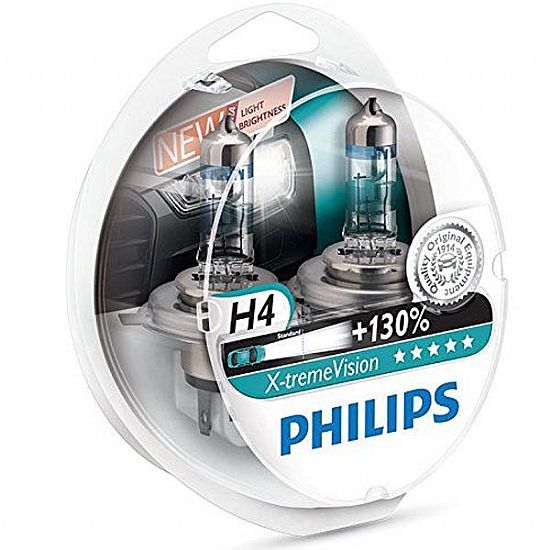 ΣΕΤ ΛΑΜΠΕΣ ΑΛΟΓΟΝΟΥ PHILIPS X-TREMEVISION H4 12V 60/55W P43T S2 +130 2 ΤΕΜΜΑΧΙΑ 